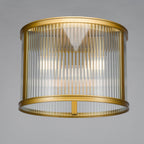 Bianka 3 Light Flush Ceiling Light In Bronze Finish With Ribbed Glass Panels BIA5363