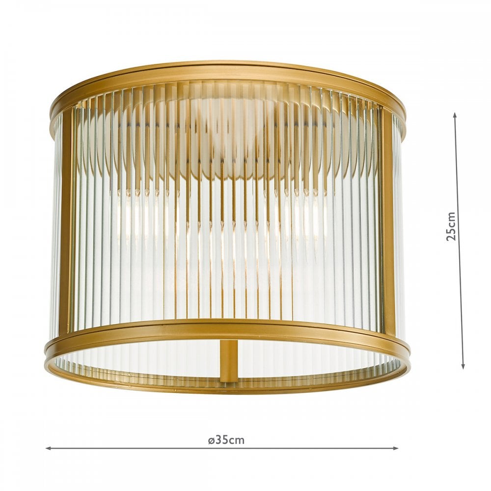 Bianka 3 Light Flush Ceiling Light In Bronze Finish With Ribbed Glass Panels BIA5363