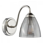 Glynis Wall Light In Polished Nickel Finish With Smoked Ribbed Glass Shade GLY0738