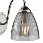 Glynis Wall Light In Polished Nickel Finish With Smoked Ribbed Glass Shade GLY0738
