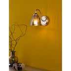 Glynis Wall Light In Polished Nickel Finish With Smoked Ribbed Glass Shade GLY0738