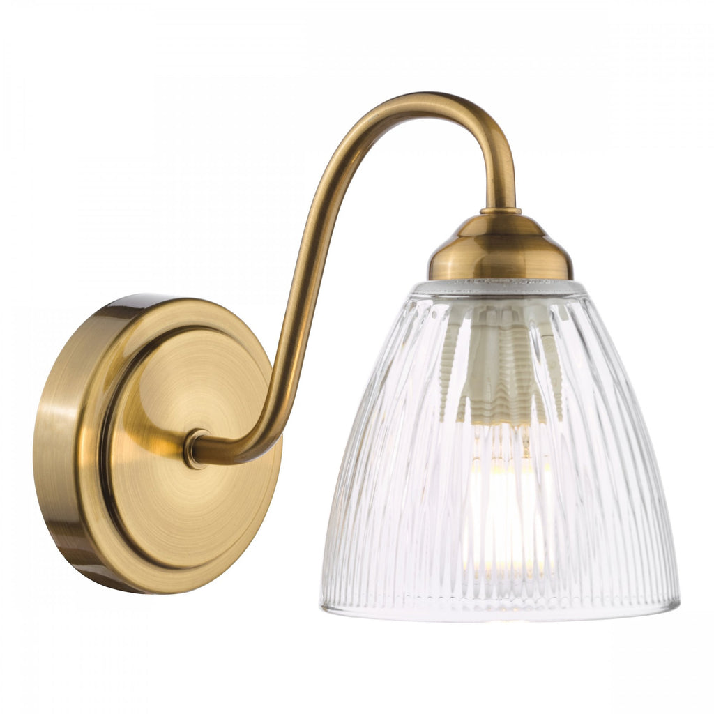 Glynis Wall Light In Antique Bronze Finish With Ribbed Glass Shade GLY0763