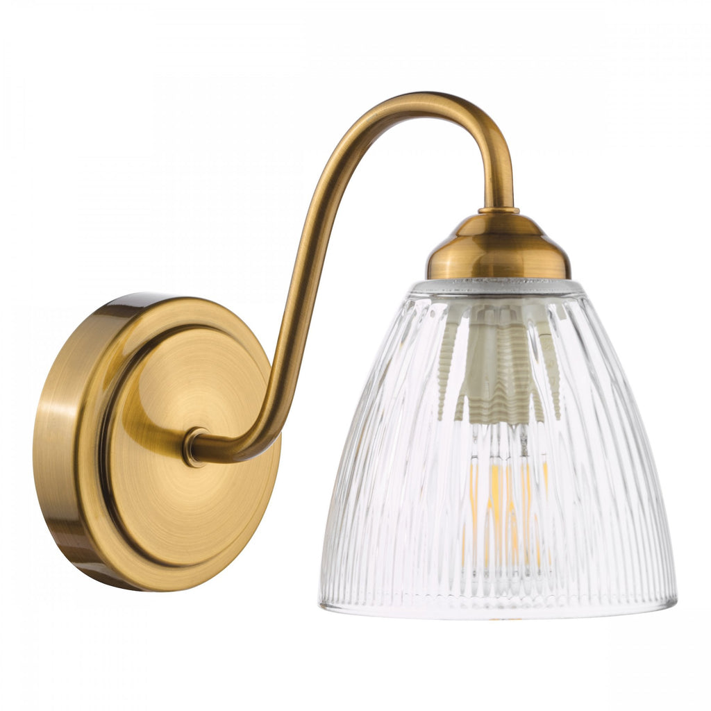 Glynis Wall Light In Antique Bronze Finish With Ribbed Glass Shade GLY0763