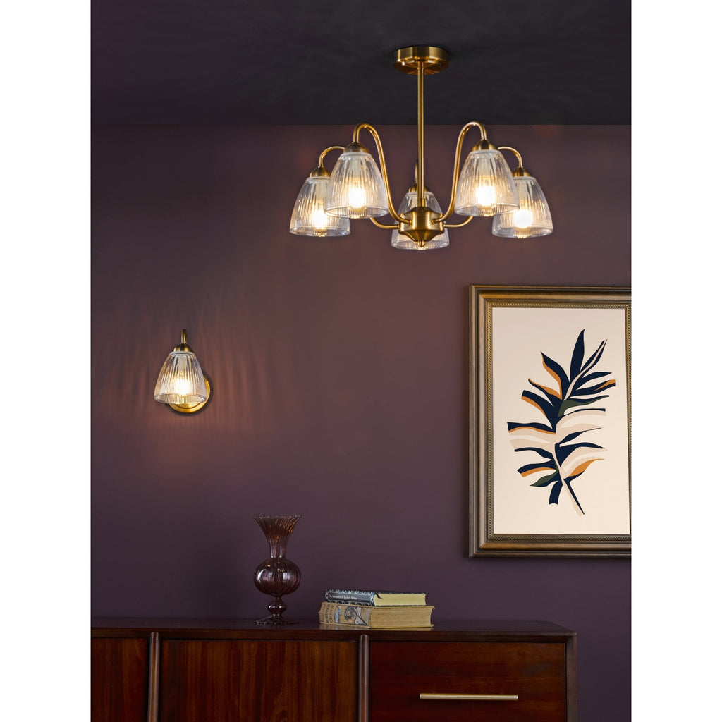 Glynis Wall Light In Antique Bronze Finish With Ribbed Glass Shade GLY0763