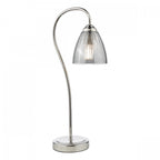 Glynis Table Lamp In Polished Nickel With Smoked Ribbed Glass Shade GLY4238