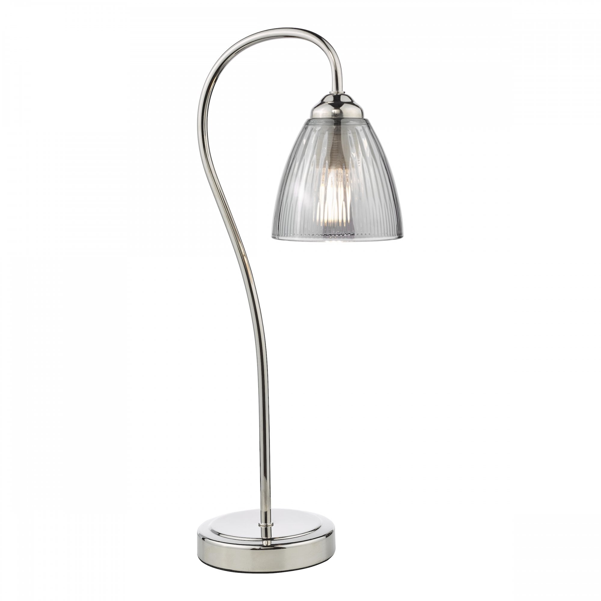 Glynis Table Lamp In Polished Nickel With Smoked Ribbed Glass Shade GLY4238