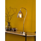 Glynis Table Lamp In Polished Nickel With Smoked Ribbed Glass Shade GLY4238