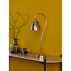 Glynis Table Lamp In Polished Nickel With Smoked Ribbed Glass Shade GLY4238