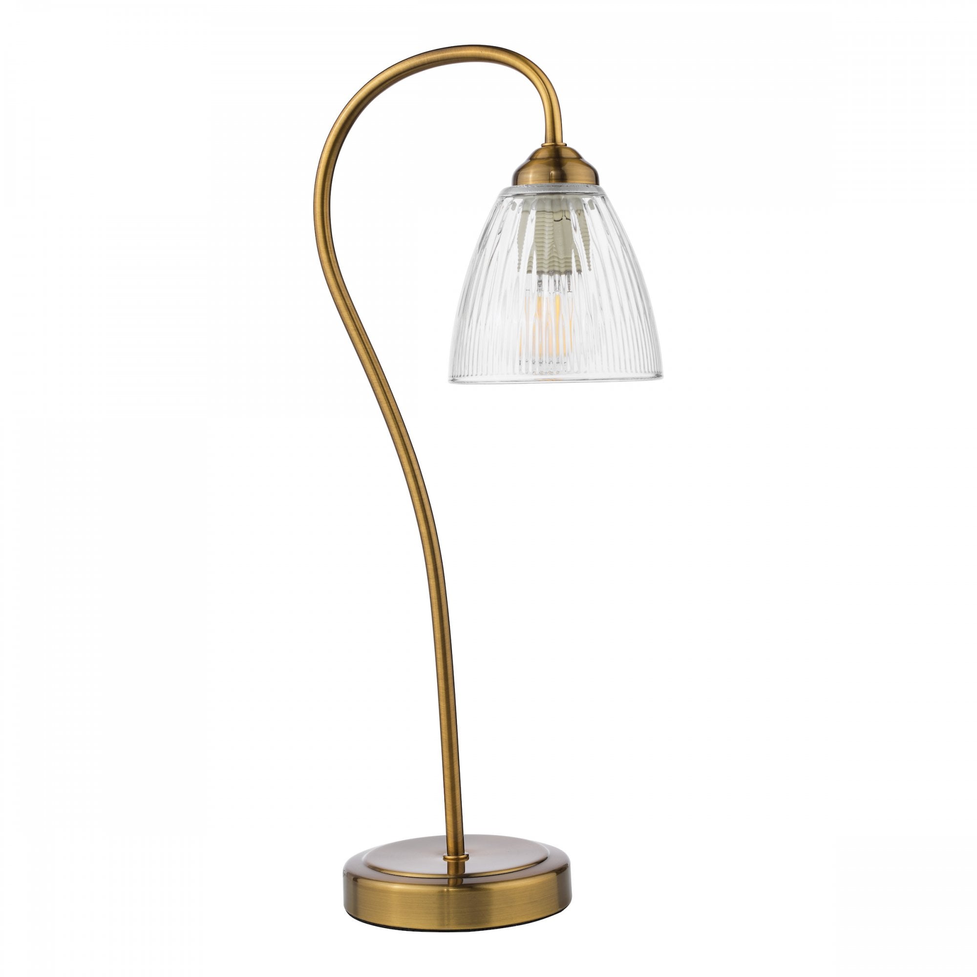 Glynis Table Lamp In Antique Bronze Finish With Ribbed Glass Shade GLY4263
