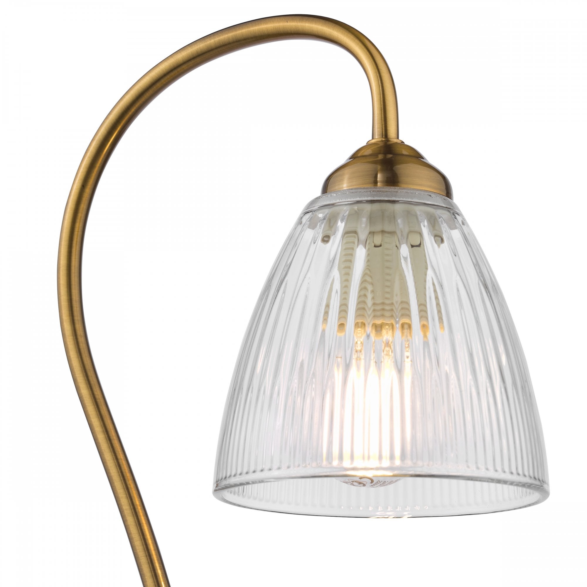 Glynis Table Lamp In Antique Bronze Finish With Ribbed Glass Shade GLY4263