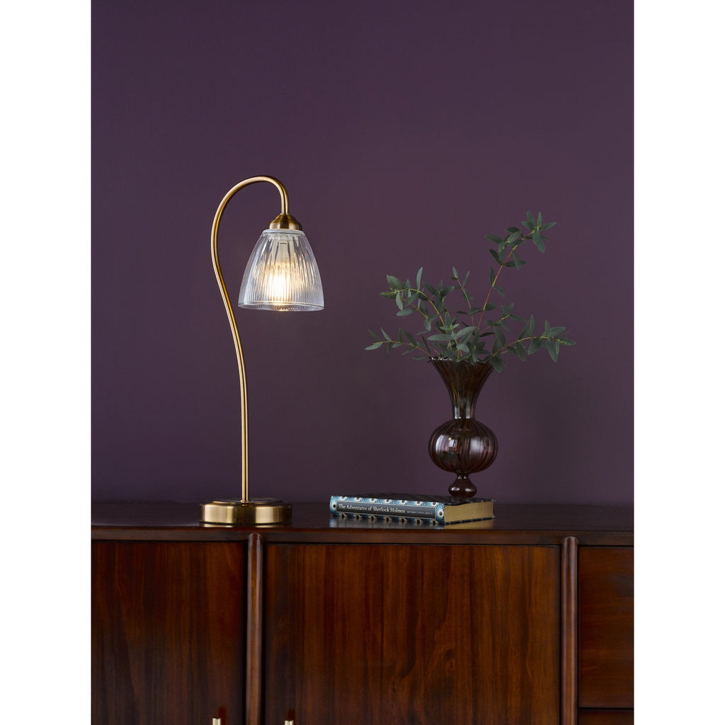 Glynis Table Lamp In Antique Bronze Finish With Ribbed Glass Shade GLY4263