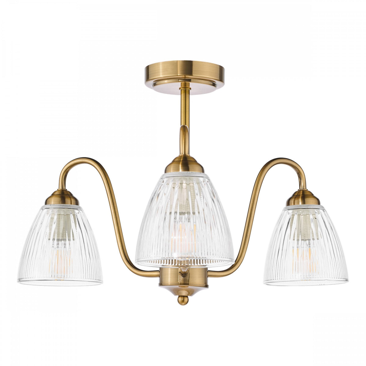 Glynis 3 Light Semi Flush Ceiling Light In Antique Bronze Finish With ...