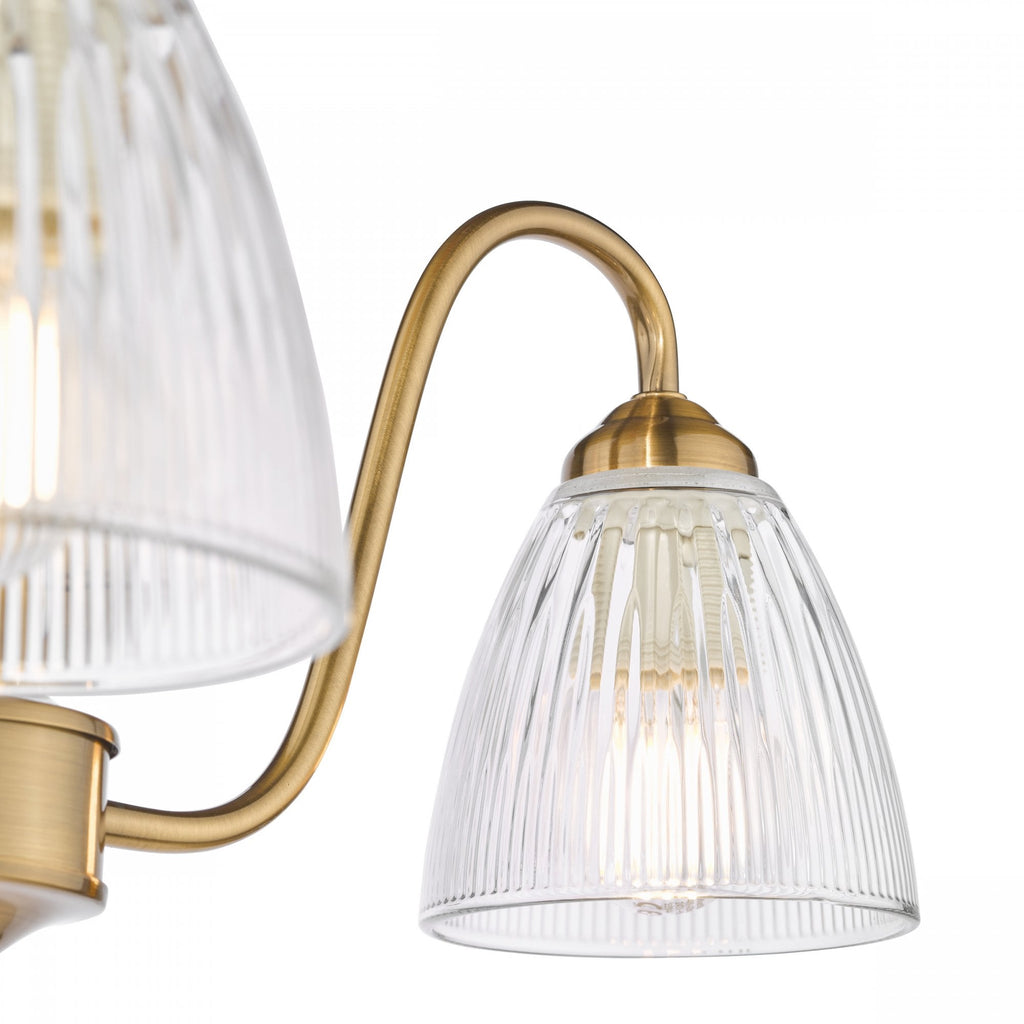 Glynis 3 Light Semi Flush Ceiling Light In Antique Bronze Finish With Ribbed Glass Shades GLY5363