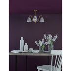 Glynis 3 Light Semi Flush Ceiling Light In Antique Bronze Finish With Ribbed Glass Shades GLY5363