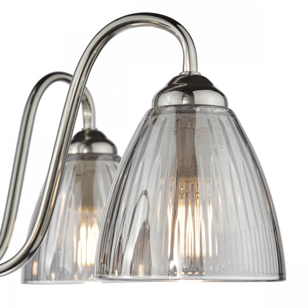 Glynis 5 Light Semi Flush Ceiling Light In Polished Nickel With Smoked Ribbed Glass GLY5438