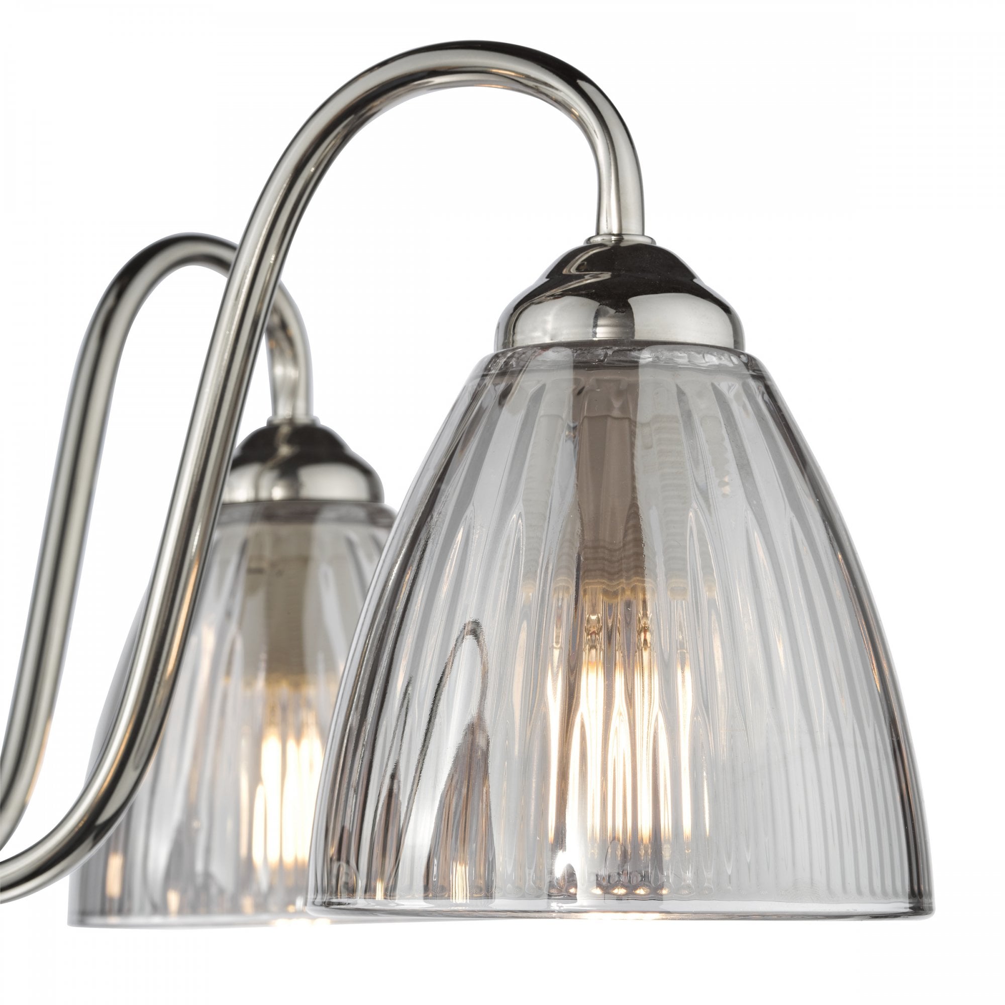 Glynis 5 Light Semi Flush Ceiling Light In Polished Nickel With Smoked Ribbed Glass GLY5438