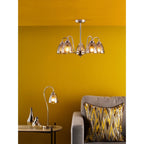 Glynis 5 Light Semi Flush Ceiling Light In Polished Nickel With Smoked Ribbed Glass GLY5438