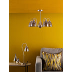 Glynis 5 Light Semi Flush Ceiling Light In Polished Nickel With Smoked Ribbed Glass GLY5438