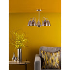 Glynis 5 Light Semi Flush Ceiling Light In Polished Nickel With Smoked Ribbed Glass GLY5438