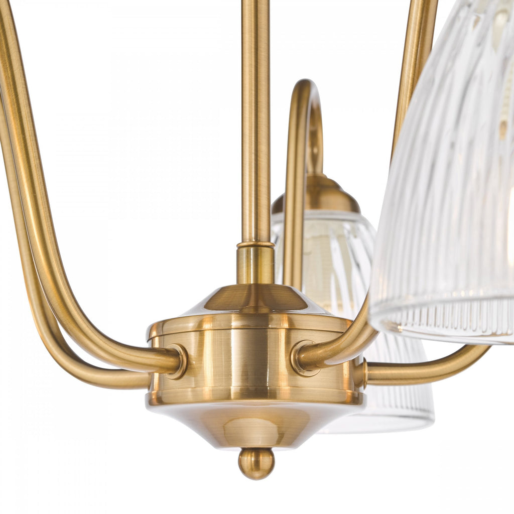 Glynis 5 Light Semi Flush Ceiling Light In Brushed Bronze With Ribbed Glass Shade GLY5463