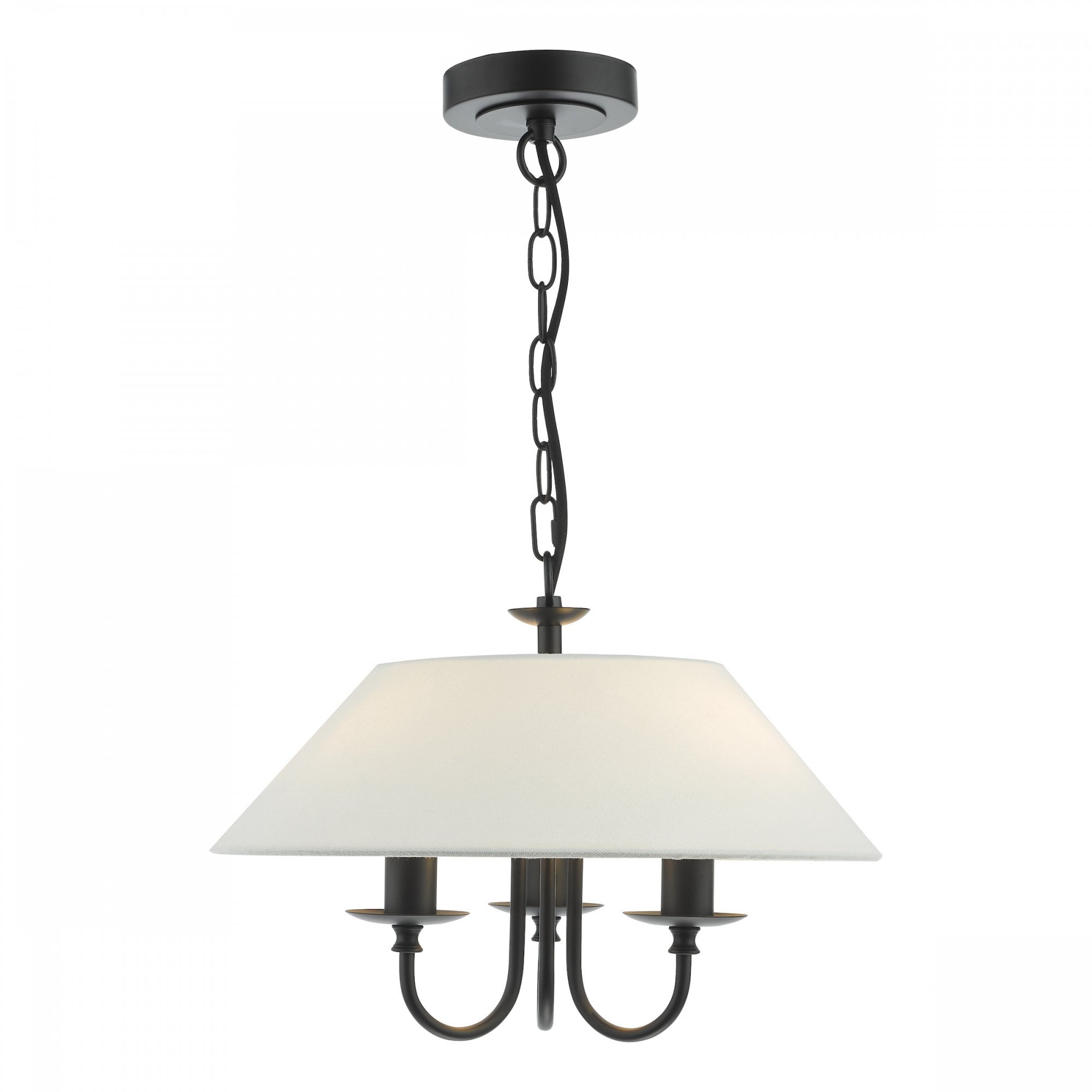 Sivan Elegant 3 Light Ceiling Pendant Light In Matt Black Finish With Linen Shade SIV0322
