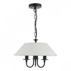 Sivan Elegant 3 Light Ceiling Pendant Light In Matt Black Finish With Linen Shade SIV0322