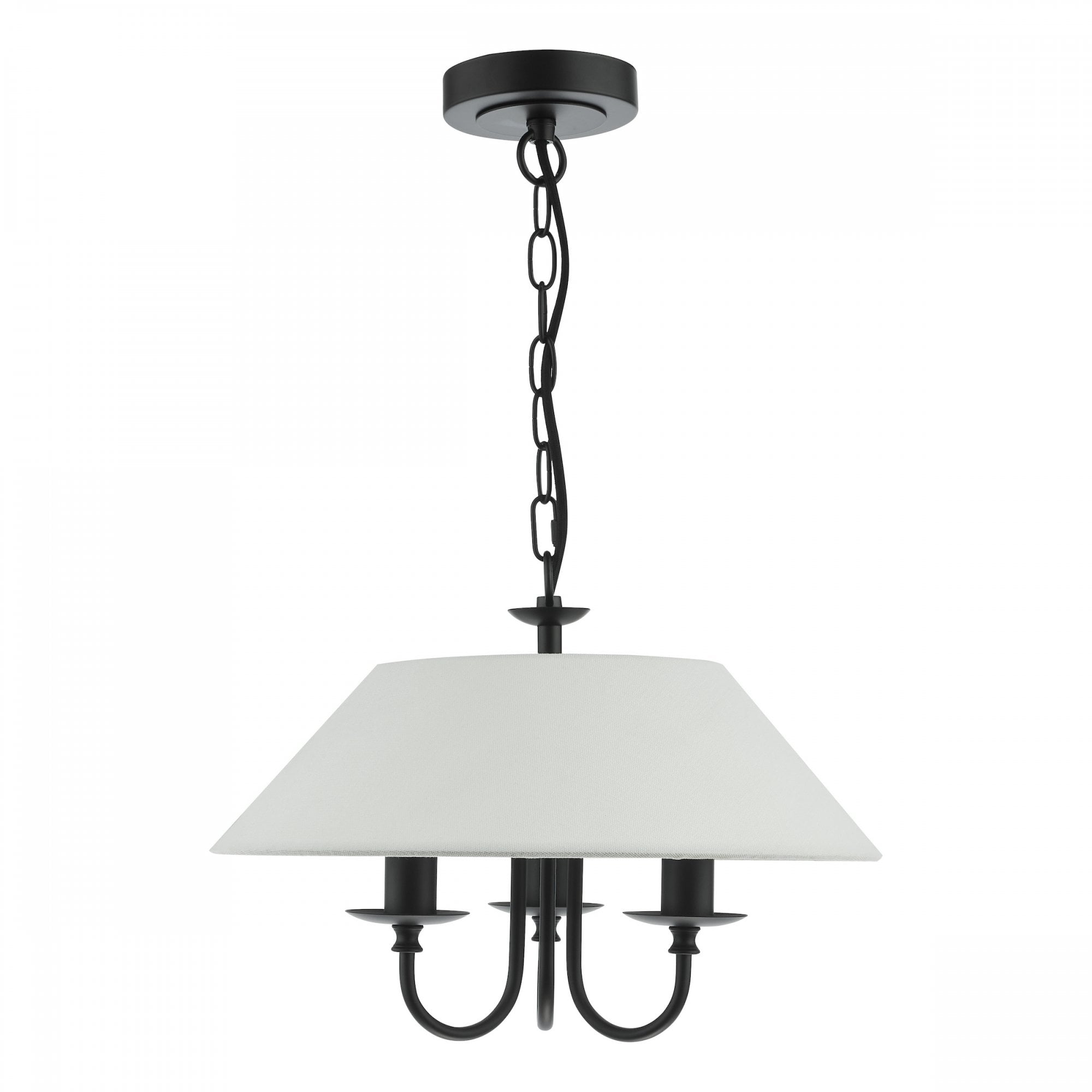 Sivan Elegant 3 Light Ceiling Pendant Light In Matt Black Finish With Linen Shade SIV0322