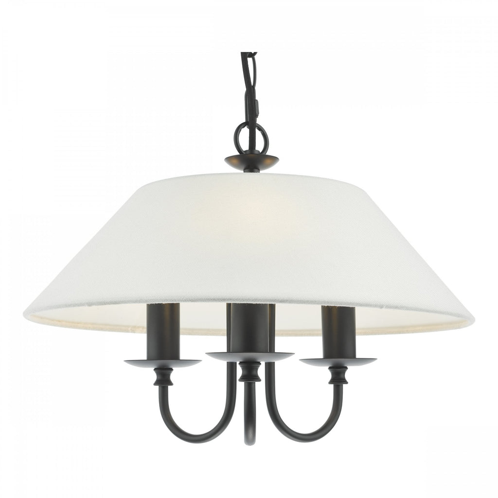 Sivan Elegant 3 Light Ceiling Pendant Light In Matt Black Finish With Linen Shade SIV0322