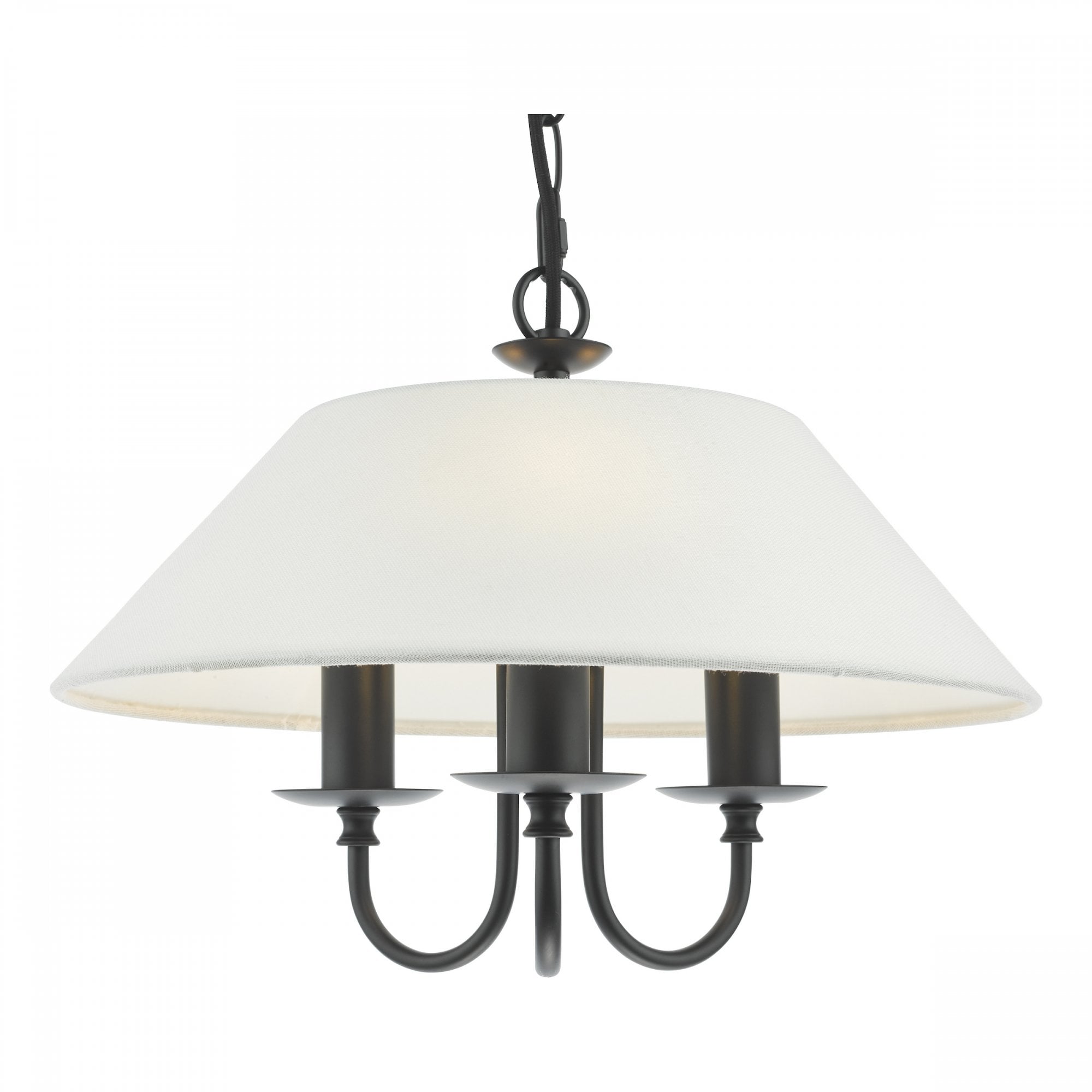Sivan Elegant 3 Light Ceiling Pendant Light In Matt Black Finish With Linen Shade SIV0322
