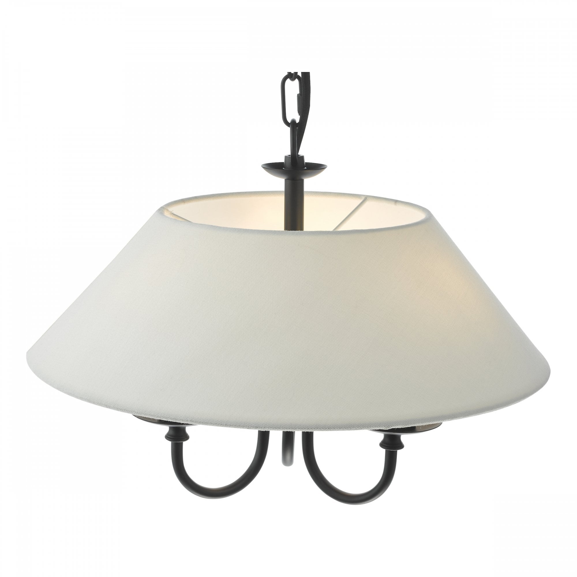 Sivan Elegant 3 Light Ceiling Pendant Light In Matt Black Finish With Linen Shade SIV0322
