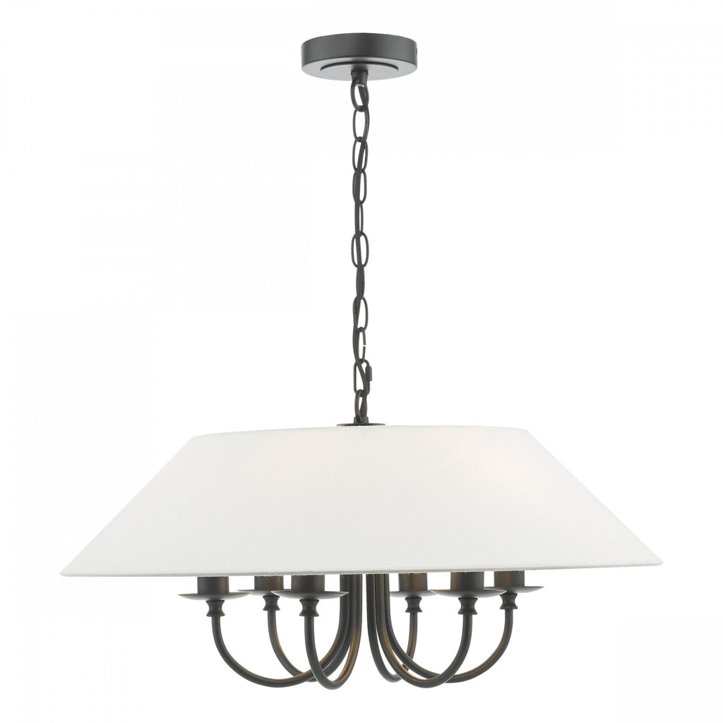 Sivan Elegant 6 Light Ceiling Pendant Light In Matt Black Finish With Linen Shade SIV0622