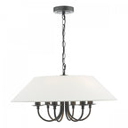 Sivan Elegant 6 Light Ceiling Pendant Light In Matt Black Finish With Linen Shade SIV0622