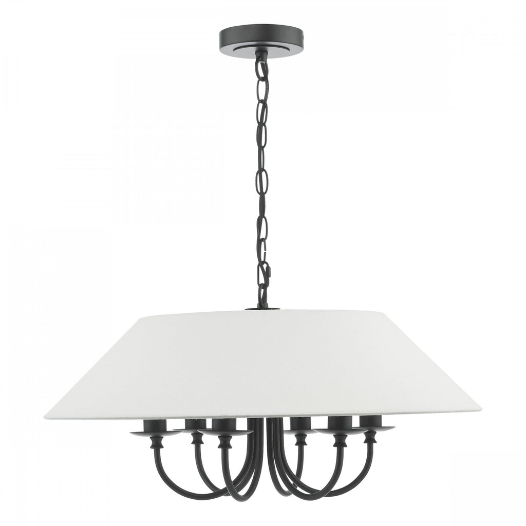 Sivan Elegant 6 Light Ceiling Pendant Light In Matt Black Finish With Linen Shade SIV0622