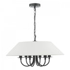 Sivan Elegant 6 Light Ceiling Pendant Light In Matt Black Finish With Linen Shade SIV0622