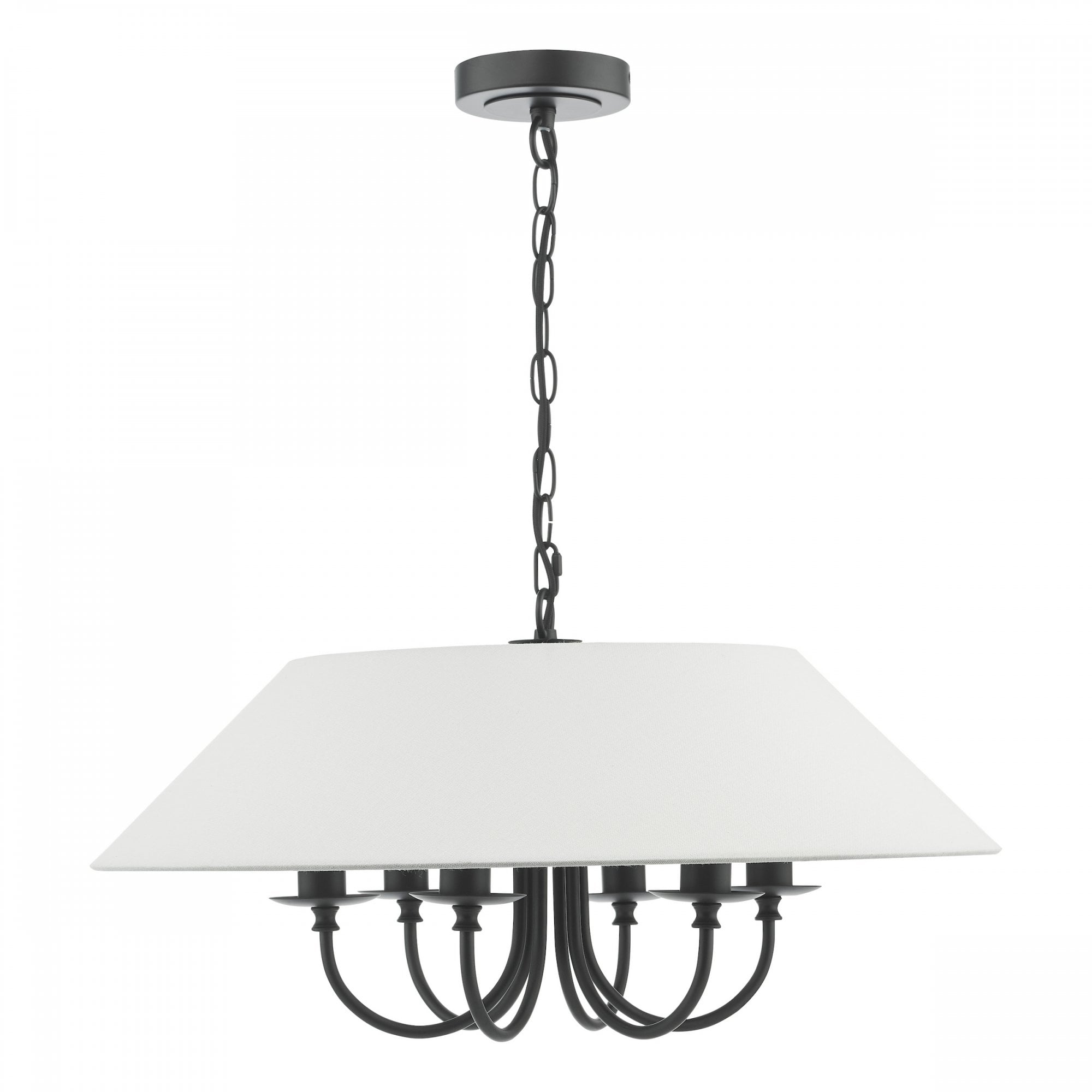 Sivan Elegant 6 Light Ceiling Pendant Light In Matt Black Finish With Linen Shade SIV0622