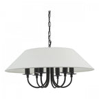 Sivan Elegant 6 Light Ceiling Pendant Light In Matt Black Finish With Linen Shade SIV0622