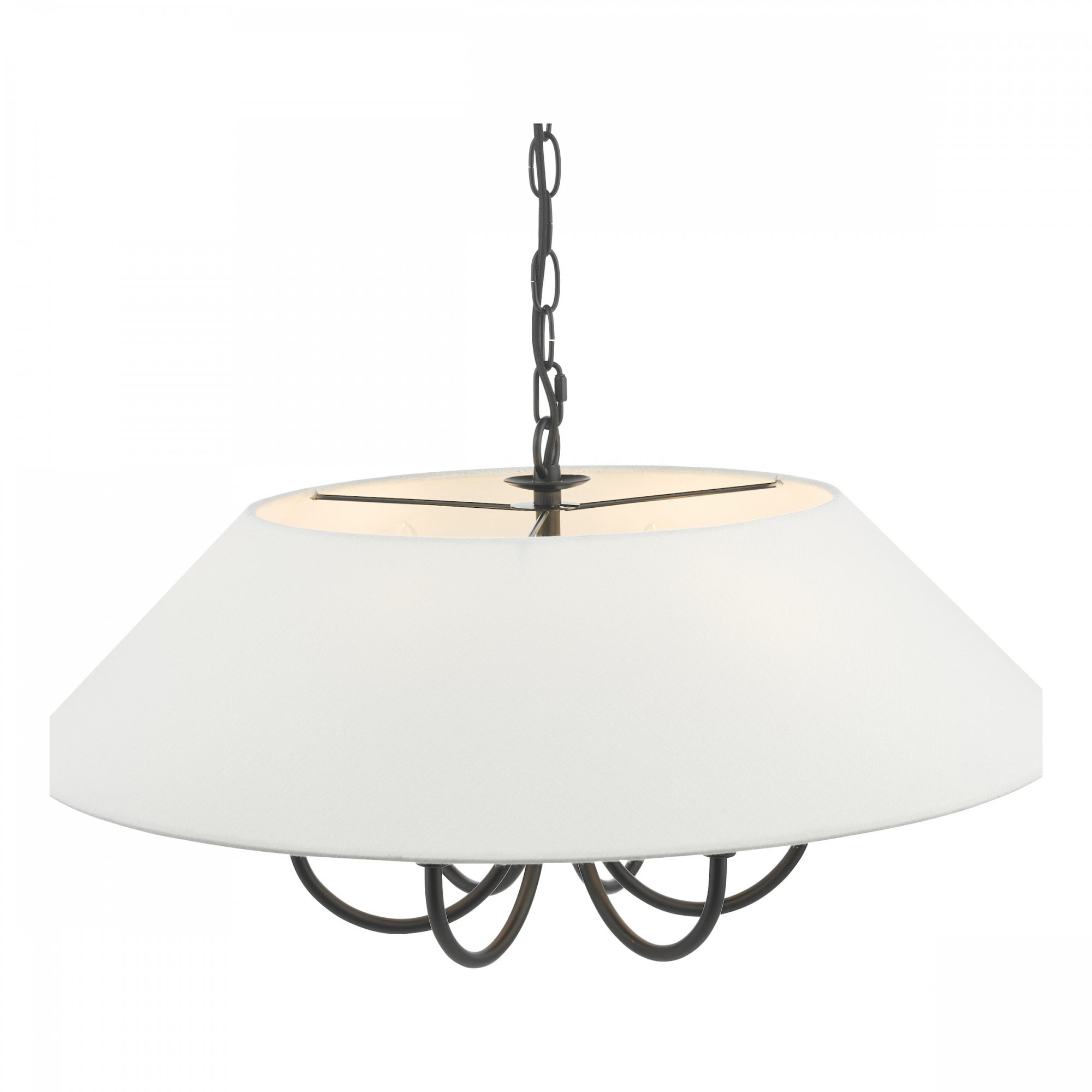 Sivan Elegant 6 Light Ceiling Pendant Light In Matt Black Finish With Linen Shade SIV0622