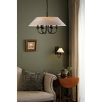 Sivan Elegant 6 Light Ceiling Pendant Light In Matt Black Finish With Linen Shade SIV0622