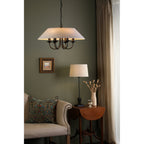 Sivan Elegant 6 Light Ceiling Pendant Light In Matt Black Finish With Linen Shade SIV0622