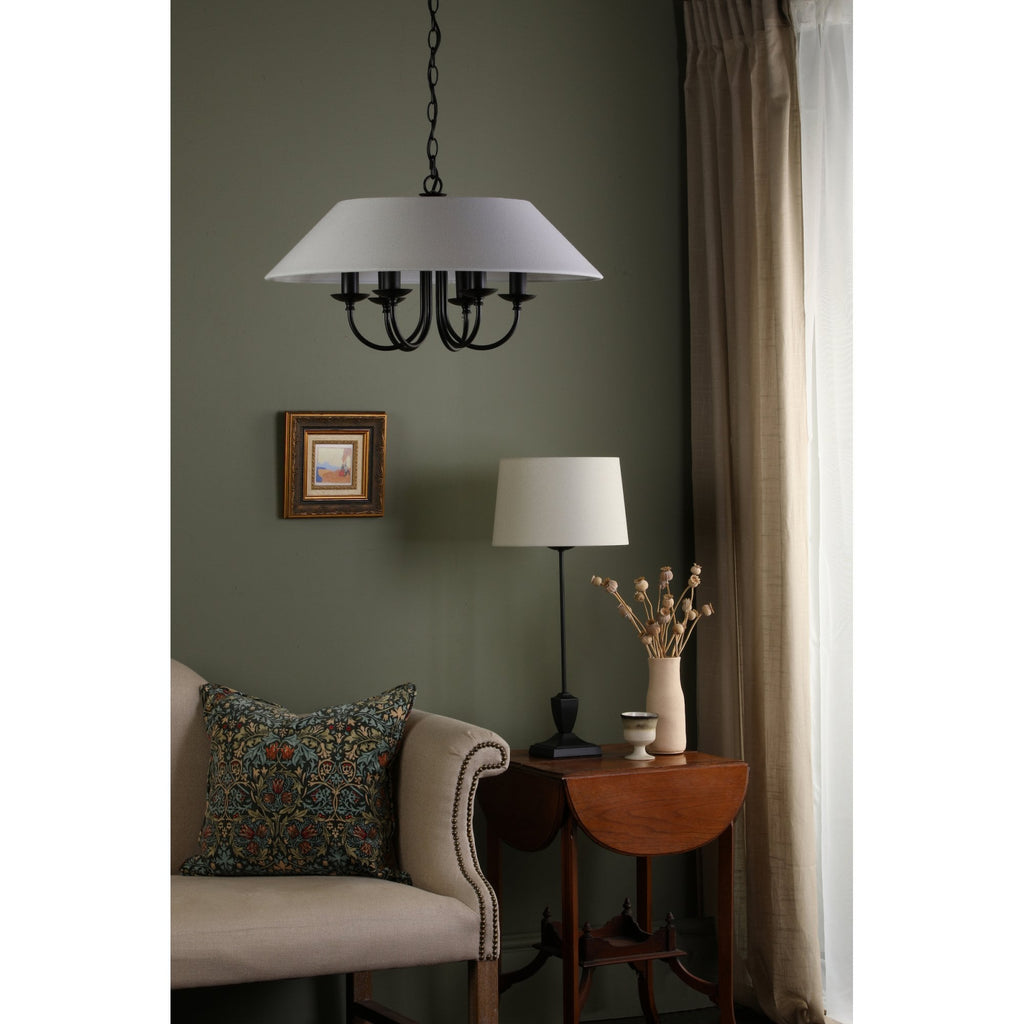 Sivan Elegant 6 Light Ceiling Pendant Light In Matt Black Finish With Linen Shade SIV0622