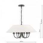 Sivan Elegant 6 Light Ceiling Pendant Light In Matt Black Finish With Linen Shade SIV0622