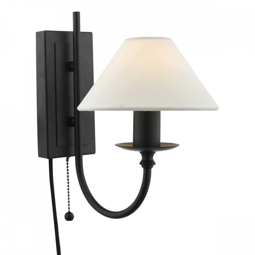 Sivan Elegant Wall Light In Matt Black Finish With Linen Shade SIV0722