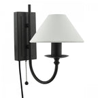 Sivan Elegant Wall Light In Matt Black Finish With Linen Shade SIV0722