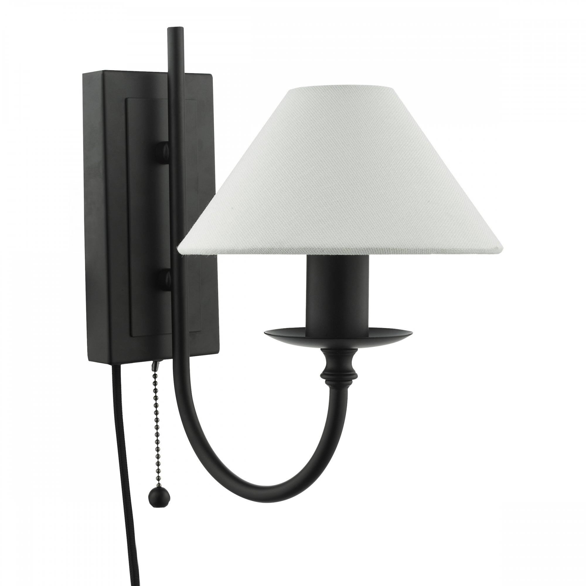 Sivan Elegant Wall Light In Matt Black Finish With Linen Shade SIV0722