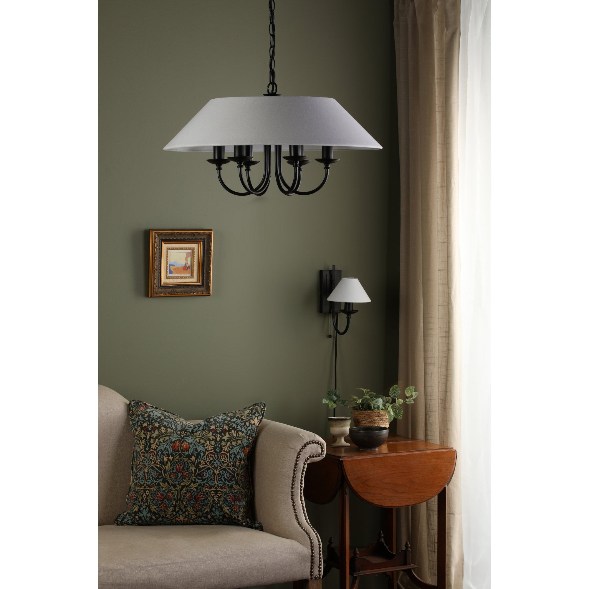 Sivan Elegant Wall Light In Matt Black Finish With Linen Shade SIV0722