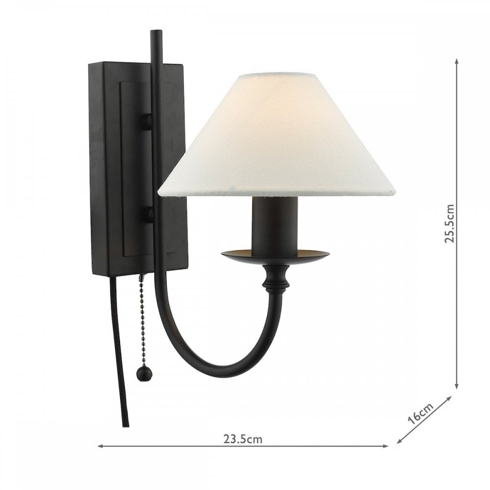 Sivan Elegant Wall Light In Matt Black Finish With Linen Shade SIV0722