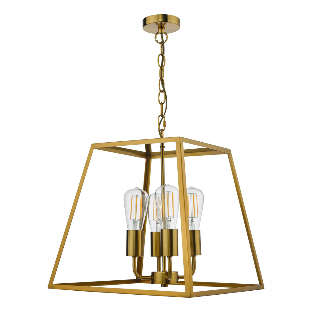 Academy 4 Light Ceiling Lantern In Natural Brass Finish ACA8635