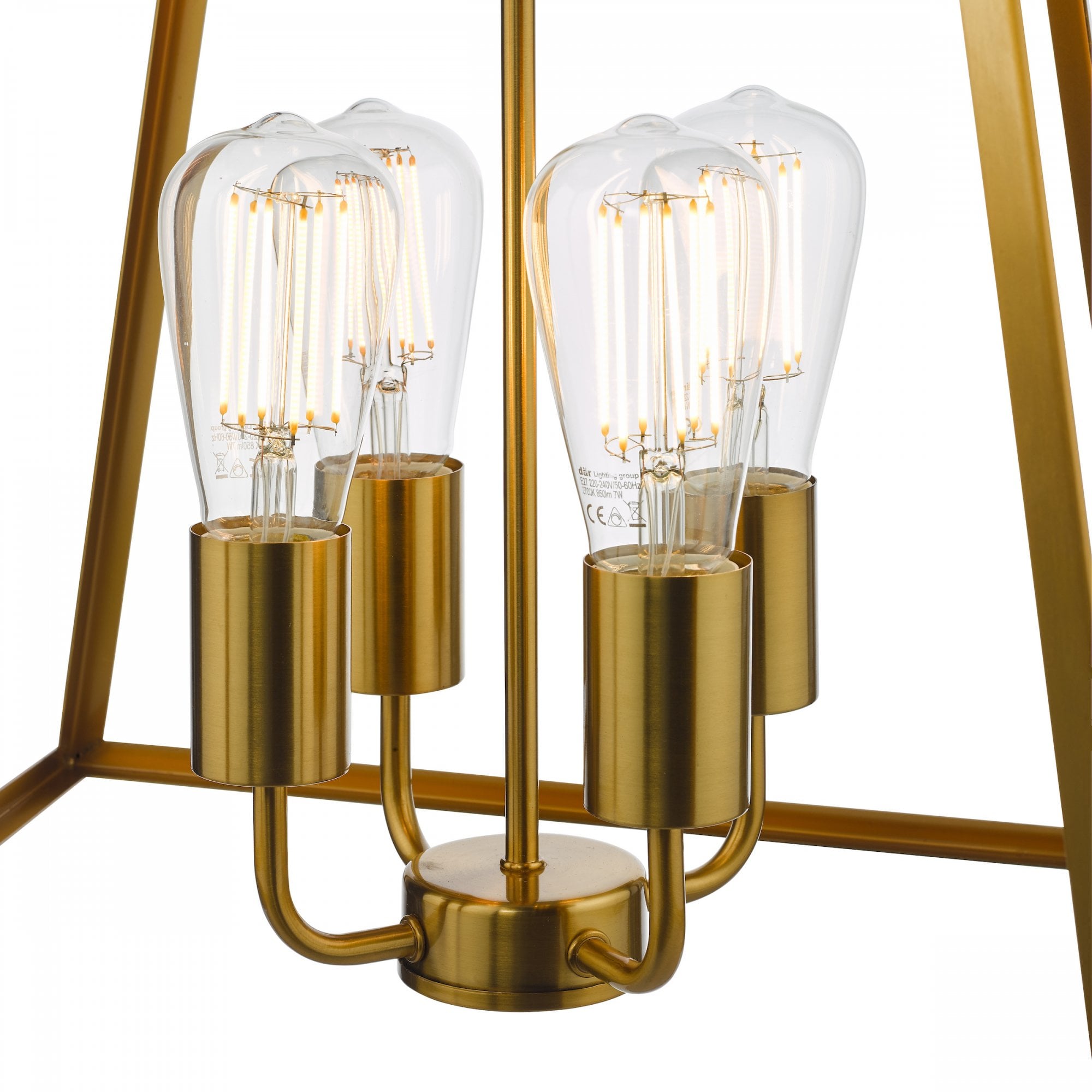 Academy 4 Light Ceiling Lantern In Natural Brass Finish ACA8635