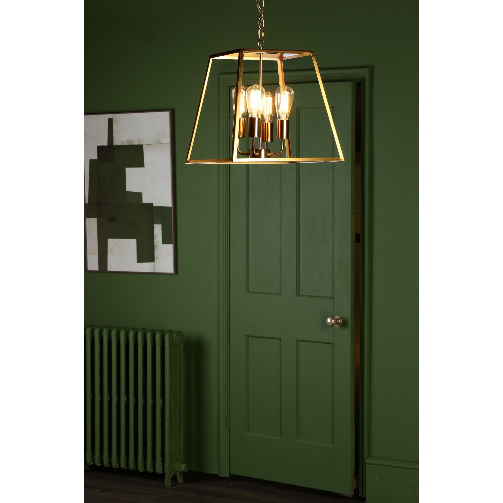 Academy 4 Light Ceiling Lantern In Natural Brass Finish ACA8635
