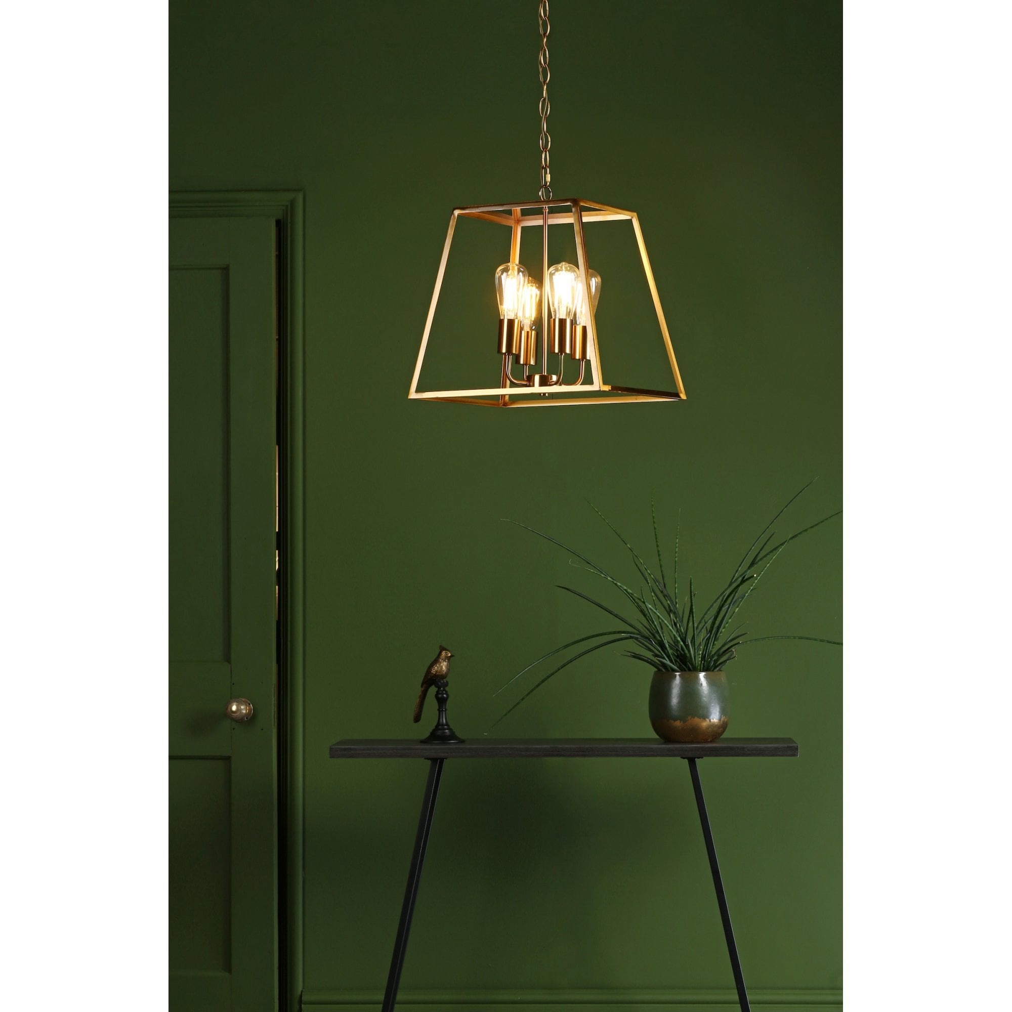 Academy 4 Light Ceiling Lantern In Natural Brass Finish ACA8635